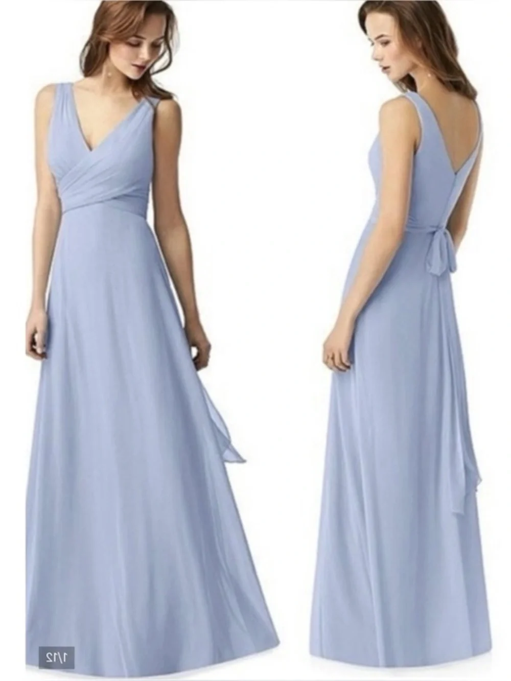 NWT Thread Dessy Group Lux Chiffon Layla Maxi Dress Gown Size 16 Sky Blue TH012
